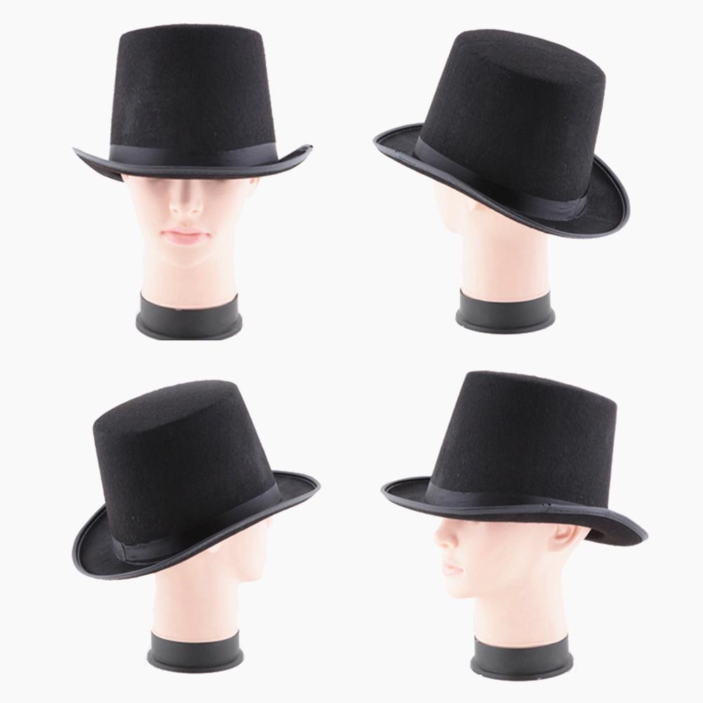 New Adult Deluxe Black Top Hat Topper Victorian Ringmaster Lincoln Fancy Dress