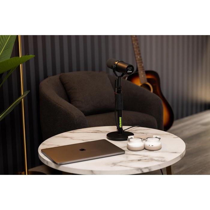 Shure by Gator Microphone Stand – Desktop Straight Type with Vibration-Absorbing Round Base SH-DESKTOP1 – Black