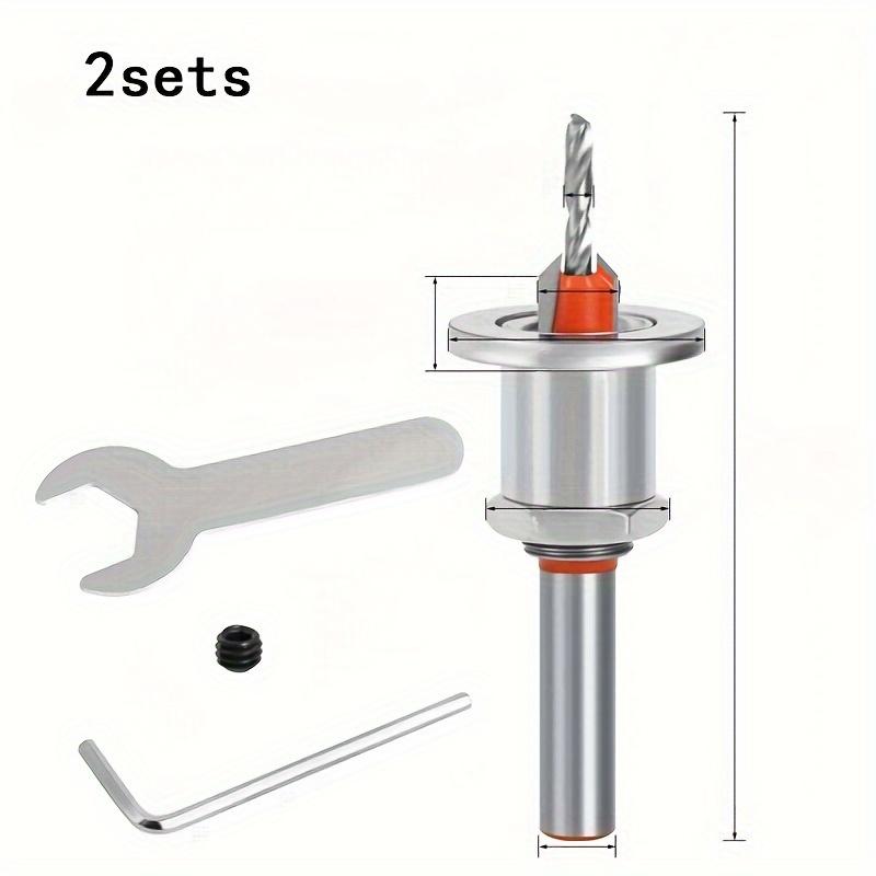 Burghiu cu adâncime reglabilă, cu alezor, oțel aliat, argintiu, limitator, conic, pentru prelucrarea lemnului, burghiu cu limitator pentru alezor