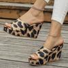 Fashion Plus Size 2025 Summer Leopard Print Women's Open Toe Slippers Outdoor Platform Wedges Sandals Daily Casual Rome Slippers Zapatos
