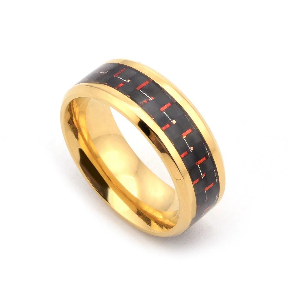 8mm Chamfered Carbon Fiber Ring Stylish Versatile Geometric Design Jewelry For Men And Women