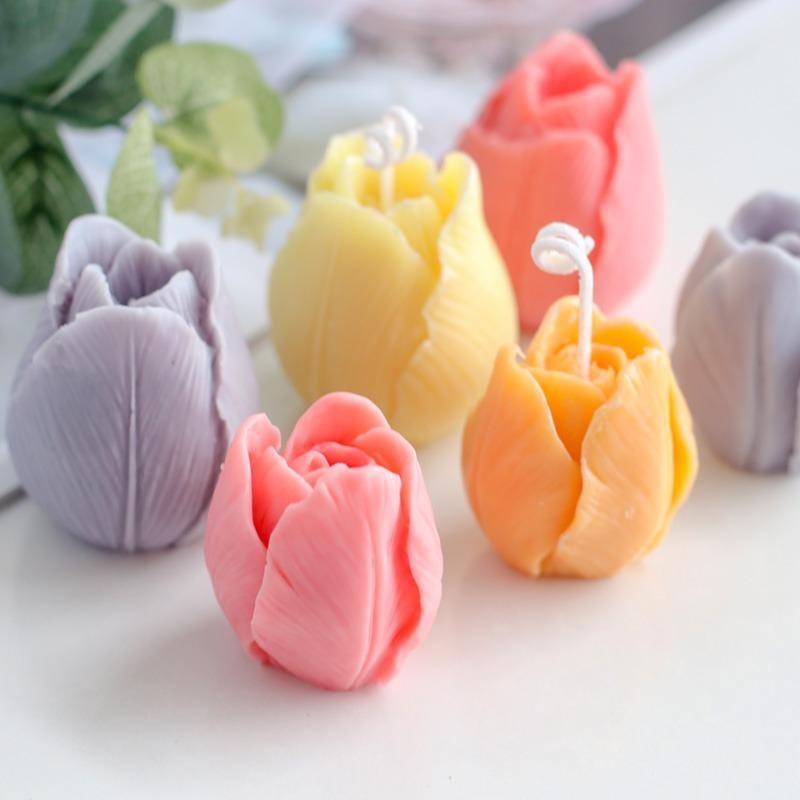 DIY Flower Soap Silicone Mold 3D Tulip Candle Mold Handmade Chocolate Cake Mold Silicone Mold Soap Forms Soap Making Supplies