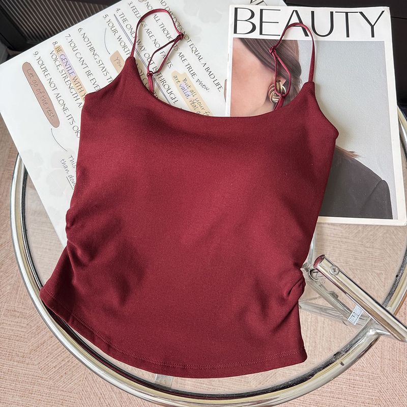 Autumn and Winter New Velvet Sling Vest Thickened Warm with Chest Pad Women's Underwear with Slim Back Top