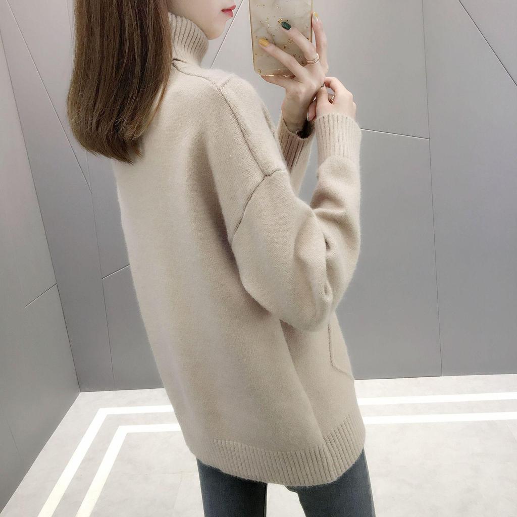 2026 Autumn/Winter Women's Thick Cable Knit High Neck Sweater