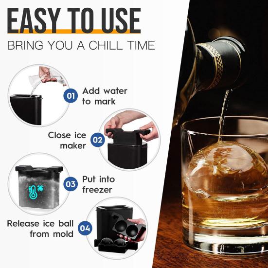 Silikonová forma na výrobu ledových koulí Velká forma na kostky ledu na whisky Bez BPA Opakovaně použitelné kulaté formy na led na koktejly