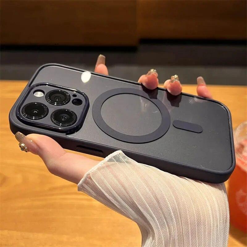 Pentru husă transparentă Magsafe pentru iPhone 15 14 13 12 11 Pro Max Plus, încărcare magnetică fără fir, accesorii pentru husa de protecție antișoc