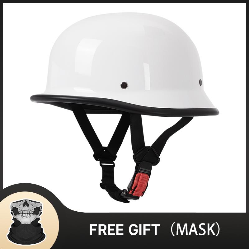 S-4XL German Vintage Motorcycle Cruiser Helmet Half Face Helmet Motorcycle Helmet Bright Black Car-styling DOT ece Approved