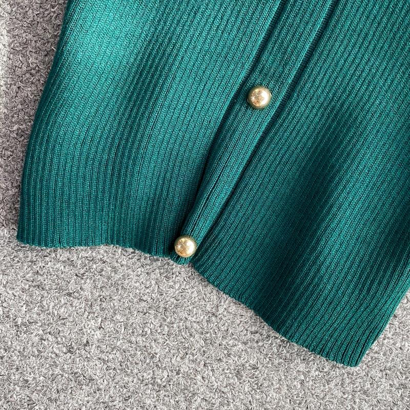 RUGOD Dlouhý rukáv Visící výstřih s výstřihem do V Elastické pletené šaty 2022 Podzim Zima Nový styl Dlouhá sukně s přiléhavým zadečkem