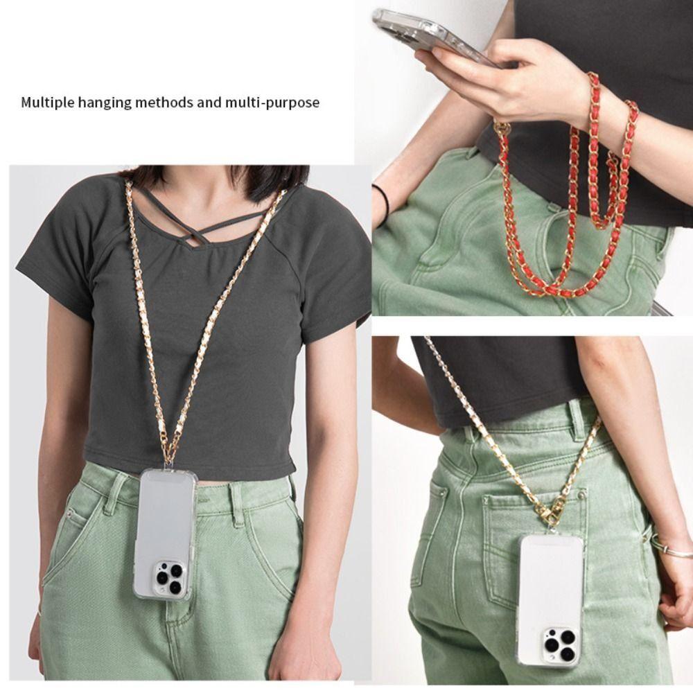 PU Leather Metal Leather Chain Zinc Zinc Alloy Key Chain Multipurpose Cellphone Lanyard  for Phone Hanging