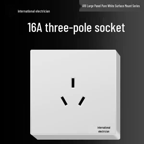 Priză electrică ultra-subțire de 16A cu montaj aparent cu panou de perete cu cinci găuri pentru uz casnic și pentru aparat de aer condiționat