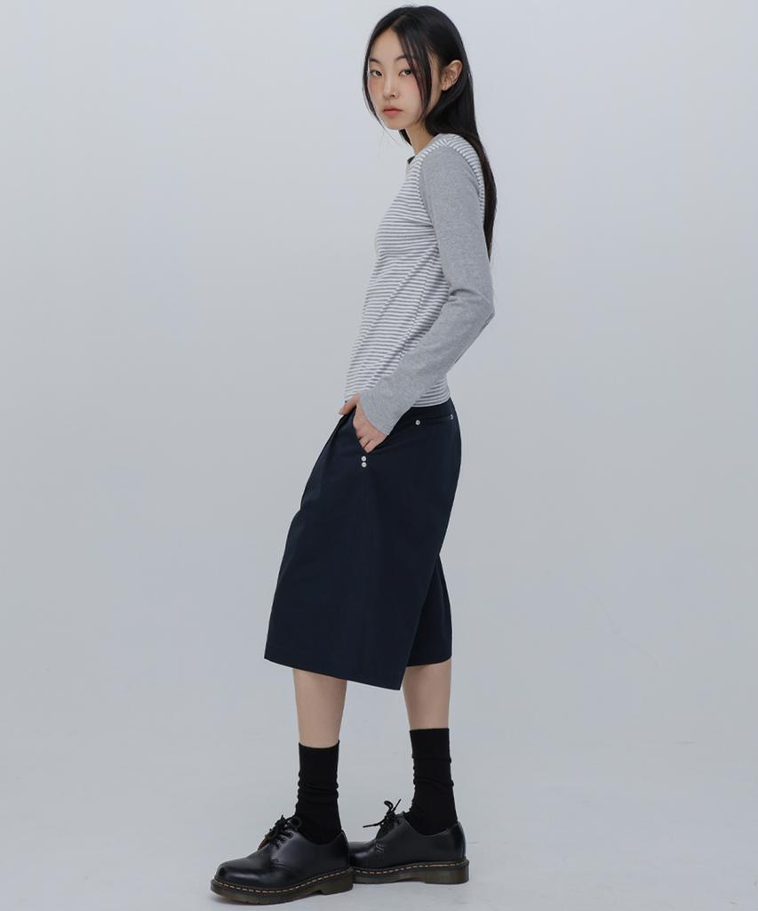 CHICKS Bermuda Wide Cotton Pants Navy