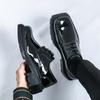Fashion Men's Dress Oxford Derby Thick Bottom Fashion Business Male Designer Casual Leather Shoes Formal Loafers Suit Shoes Square Head