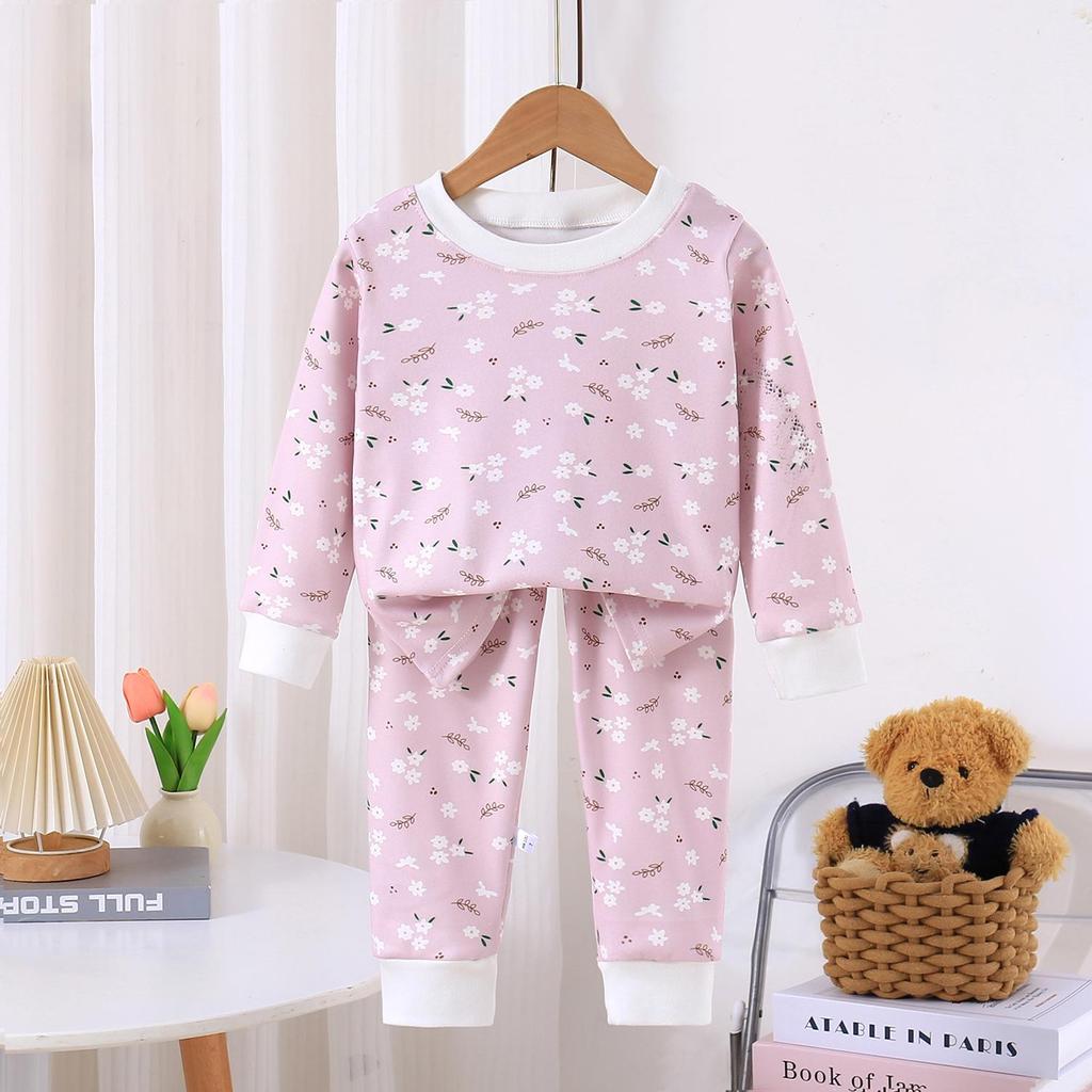 Children's Warm Long Johns Set - Two-Piece Pajamas for Small & Medium Kids, Ideal for Autumn and Winter.