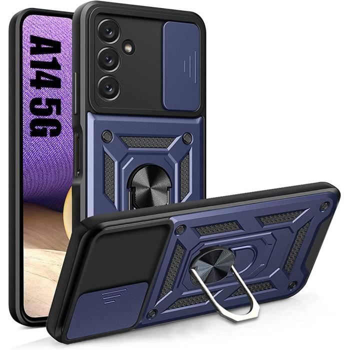 Coque - BOOLING - pour Samsung Galaxy A14 4G-5G - Bleu Marine - Antichoc - Bague Support 360°