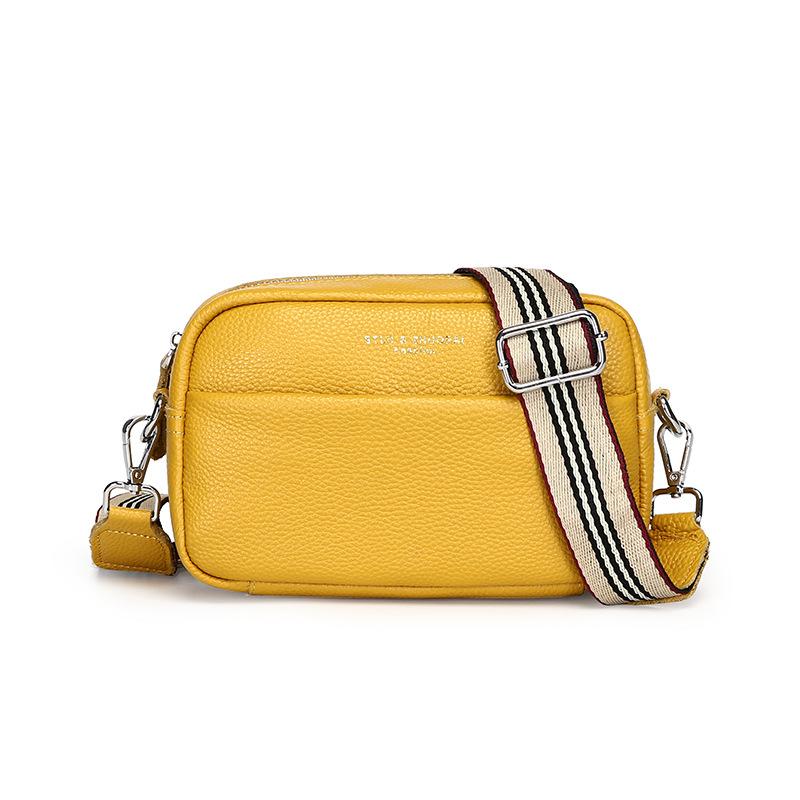 Leather Leather Bag Women'S Fashion Simple First Layer Cowhide Messenger Bag Soft Leather Small Square Bag