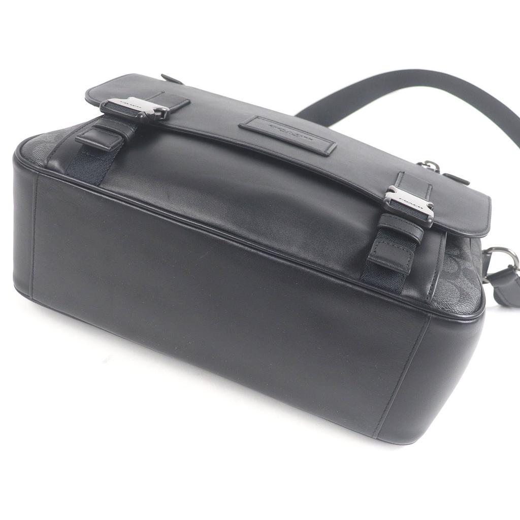 COACH Shoulder Bag Signature Truck Messenger Bag black leather mens C2793 Used