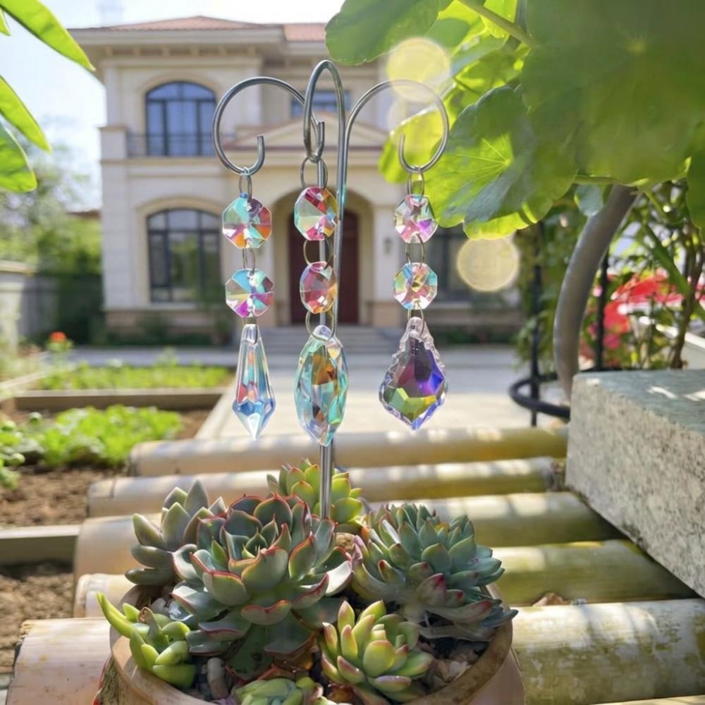 Handmade Garden Suncatcher Reflective Hanging Wind Chime Crystal Prisms Suncatchers Bonsai 3 Set