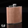 Wood Grain Leather Stainless Steel Hip Flask Set