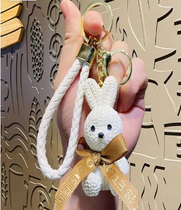 Resin Seated Wool Knitted Keychain - One Size
