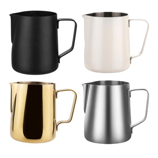 Coffee Frother Jug with Scale Stainless Steel Milk Frothing Pitcher, Professional Latte Art Cup Espresso Tool Measurement Scale, Dripless Spout