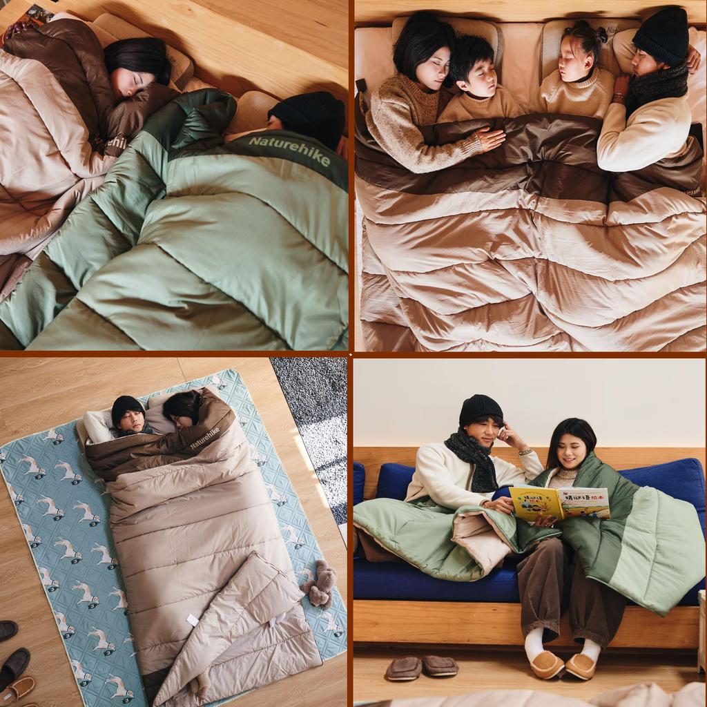 Naturehike Wide Sleeping Large Fully Perfect for Outdoor Car Disaster Indoor Family Fits Storage Bag Included Envelope-Style Bag, 200x115cm, Size,