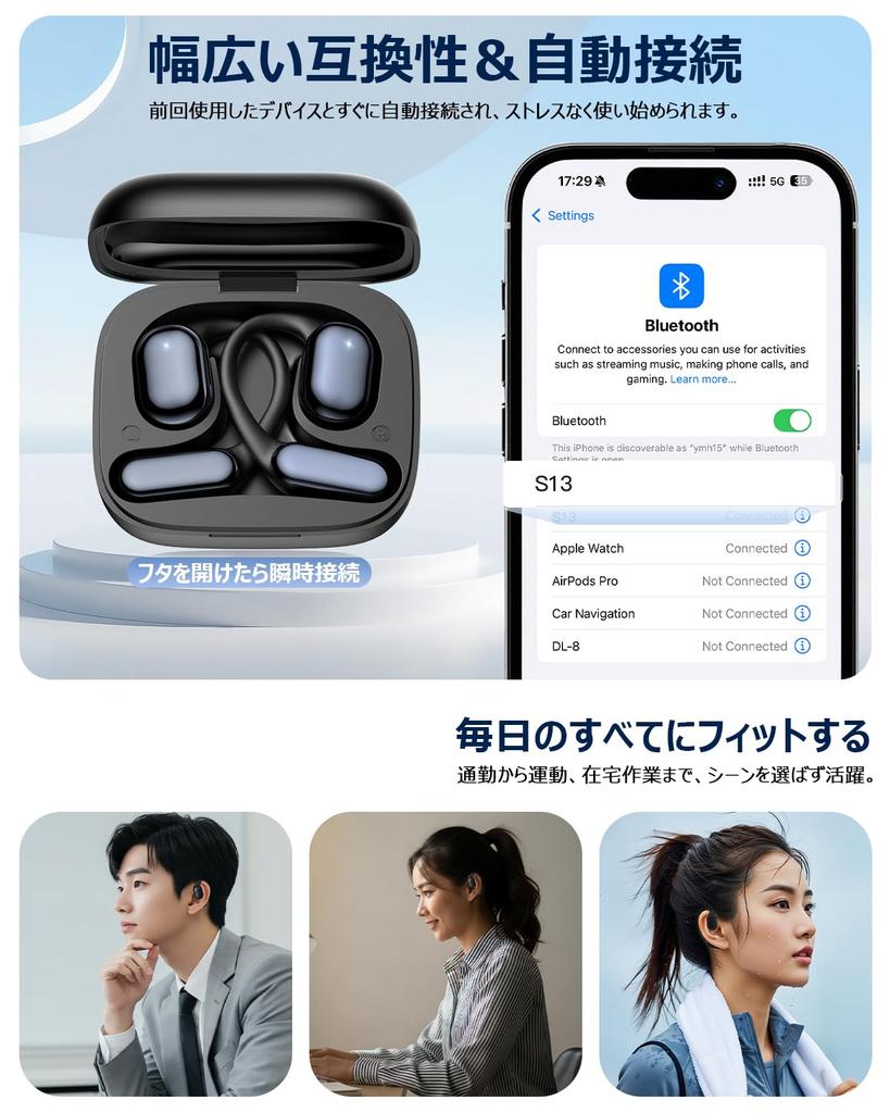 Bluetooth Wireless Earphones, Open-Ear, Over-the-Ear Style [2026 Model] with Touch Display, ENC Call Noise Cancelling, 16.2mm Drivers, 7 EQ Presets,