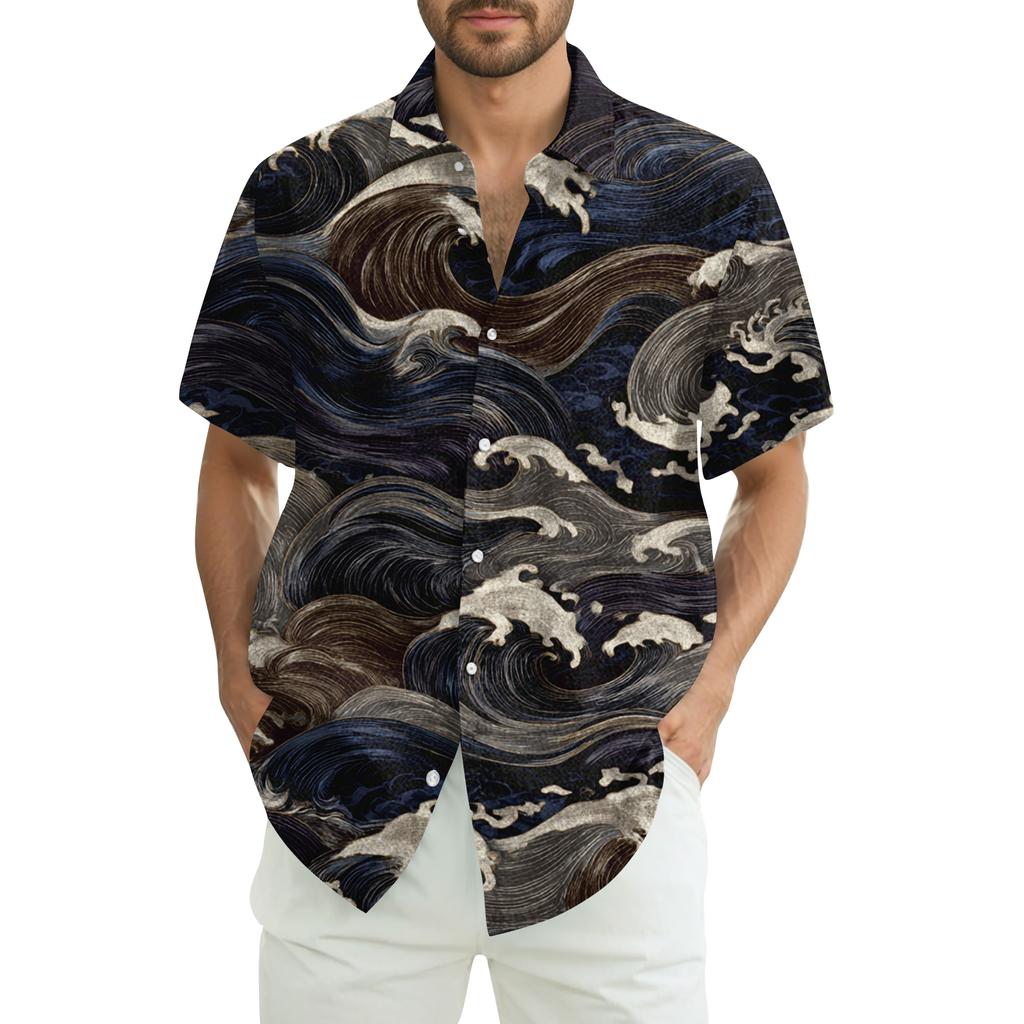 Herrskjorta med tryck, kortärmad design