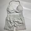 Women's Halter Neck Sports Bra and Shorts Set - Yoga Fitness One-Strap Design