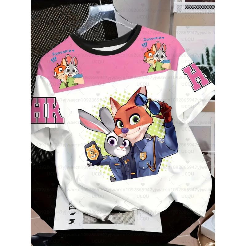 Summer Women and Children s  Zootopia 2  Printed Fun Children s 3D T-shirt Boys  Sports Round Neck T-shirt XS