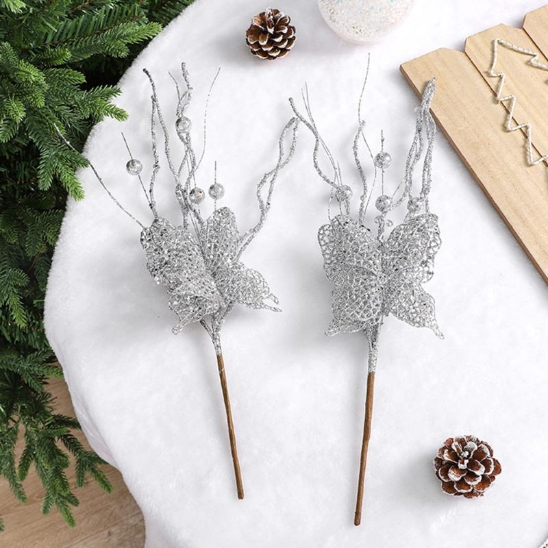 6Pcs Christmas Holly Berries Branch Holly Berries Stems Christmas Plant Decoration For Christmas Party Centerpieces