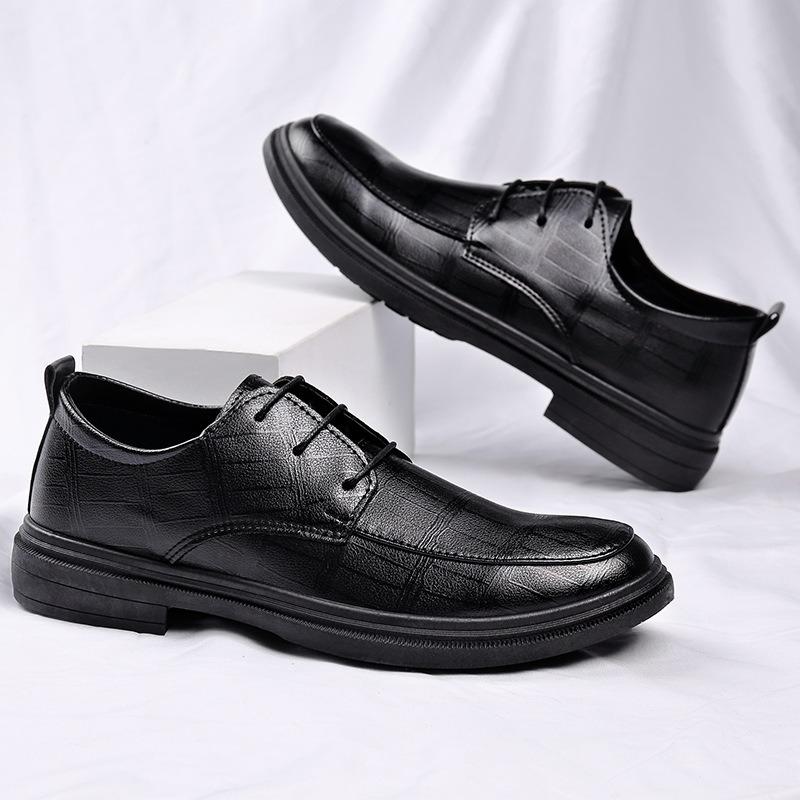 New Men's Genuine Cowhide Leather Lace-Up Brogue Shoes, Soft Casual Classic Stylish Leather Shoes for Men