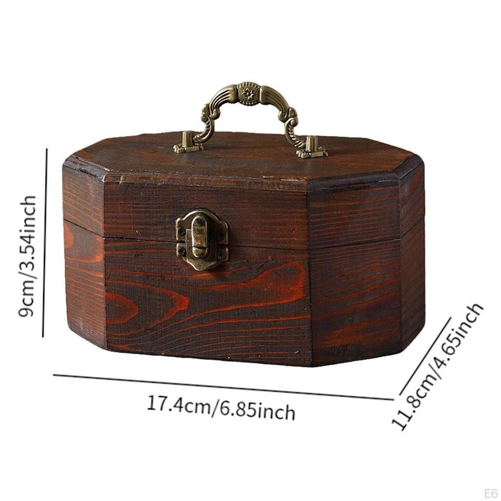 Jewelry Trinket Box Holder Display Brooch Ornament Storage Wooden Treasure Chest for Party Supplies