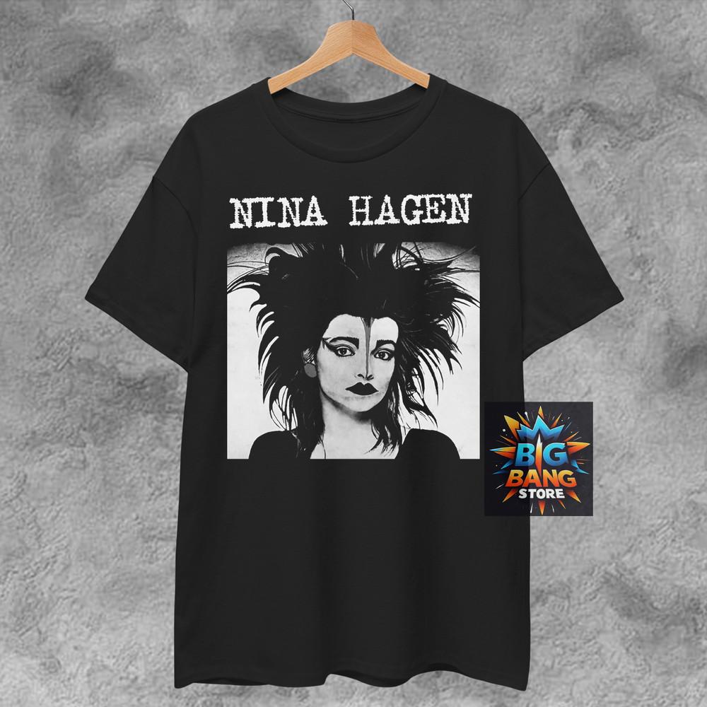 

Нина Хаген Готическая музыка футболка с коротким или длинным рукавом разрезы панк, Унисекс футболка 2XL