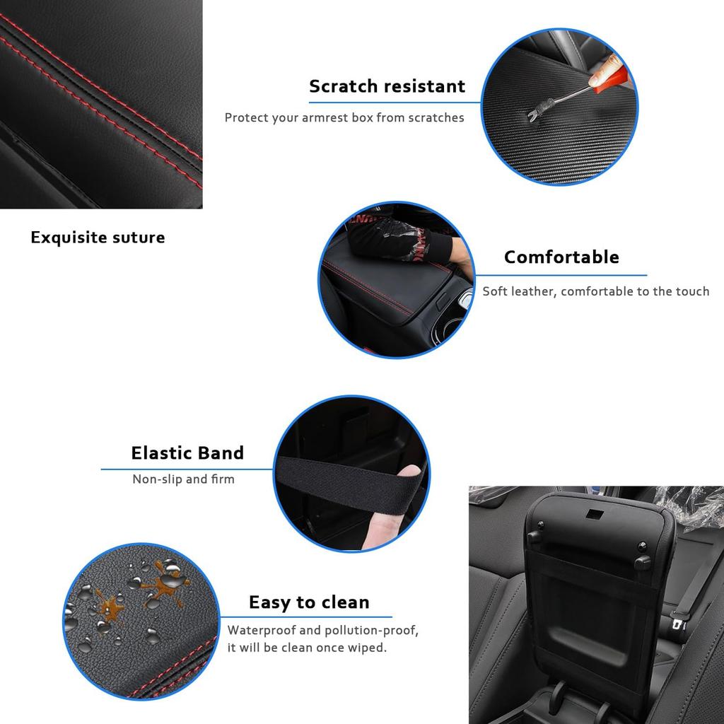 Car Center Console Armrest Cover for Hyundai Tucson 2022 2023 Leather Anti-Scratch Central Box Lid Protector Cushion Interior Accessories-Carbon