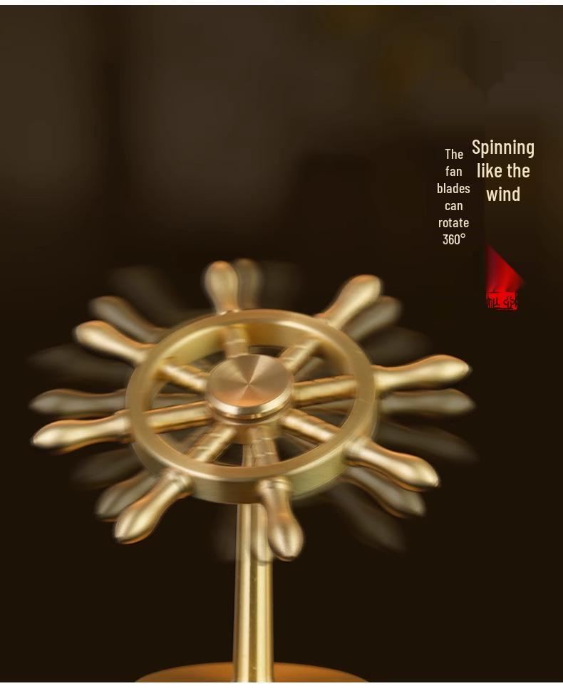 Ornement Spinner Roue de Navire en Laiton Rotatif - Décoration de Bureau en Métal & Cadeau