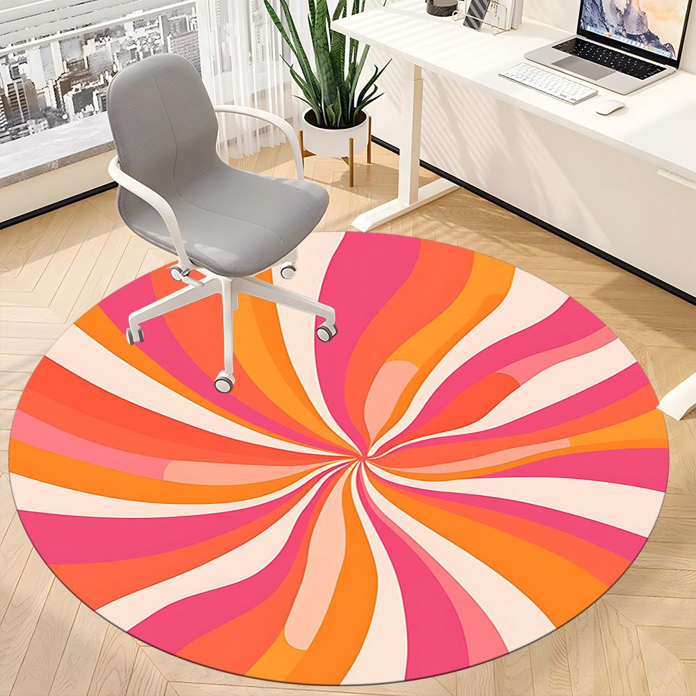 1PC Candy Swirl Office Round Area Rug, Mat Suitable For Office, Under Office Chairs Bedroom Living Room Home Decor, Room Deco