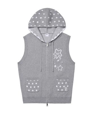 Venhit Milky Way Knit Vest Hooded Zip-Up_Gray