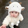 Winter infant face protection knitted hat windproof and warm ear protection hat fleece thickened male and female treasure cute plush hat