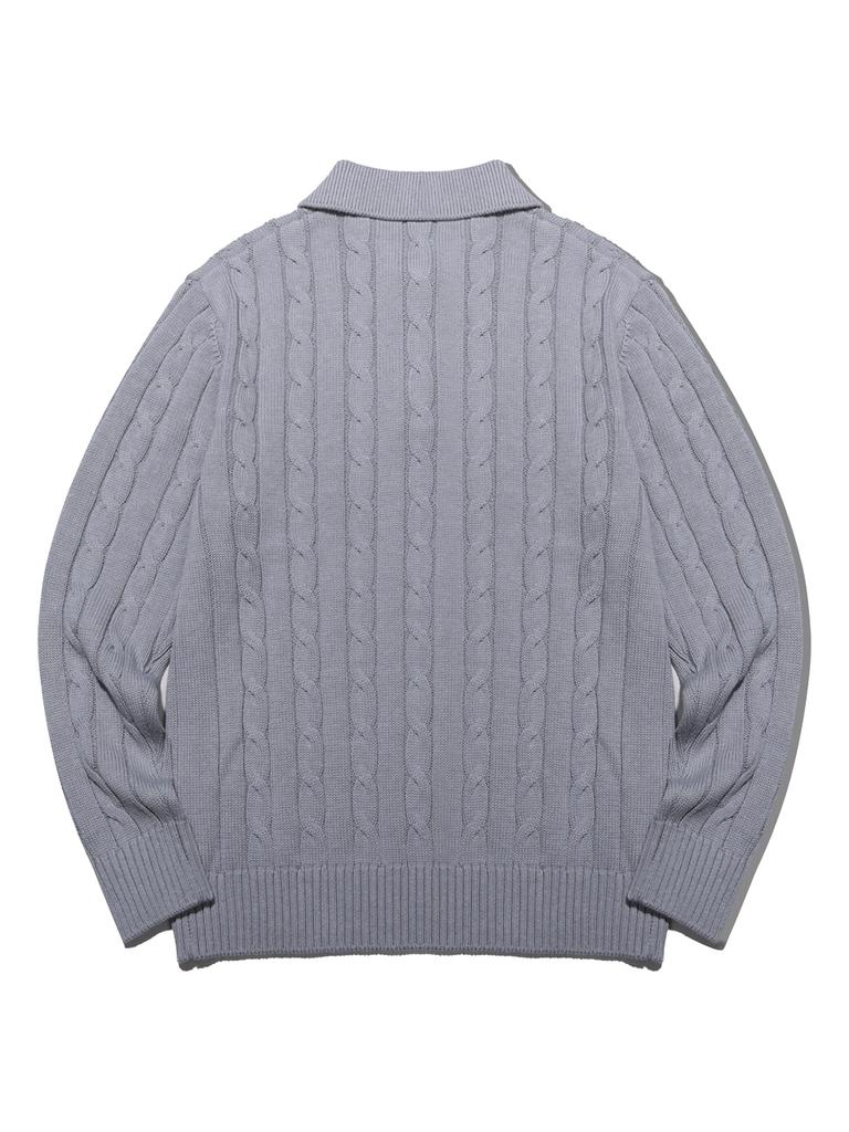20TH HOLE Cable Collar Men'S Long Sleeve Knit [M/Grey]