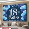 1pc Birthday 18th Gift Box Photo Booth Hanging Banner Blue Polyester