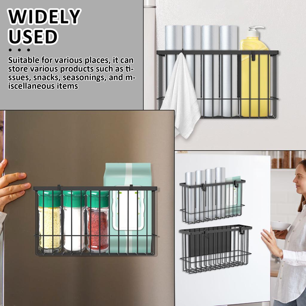 Magnetic Basket Organizer Black Mesh Holder Magnetic Book Shelf Strong Magnetic for Fridge Refrigerator Office File Foil Home