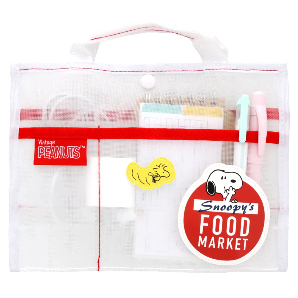 Sunstar Stationery Snoopy Delicious Food Market Mesh Inner S2318652 Pouch, White,