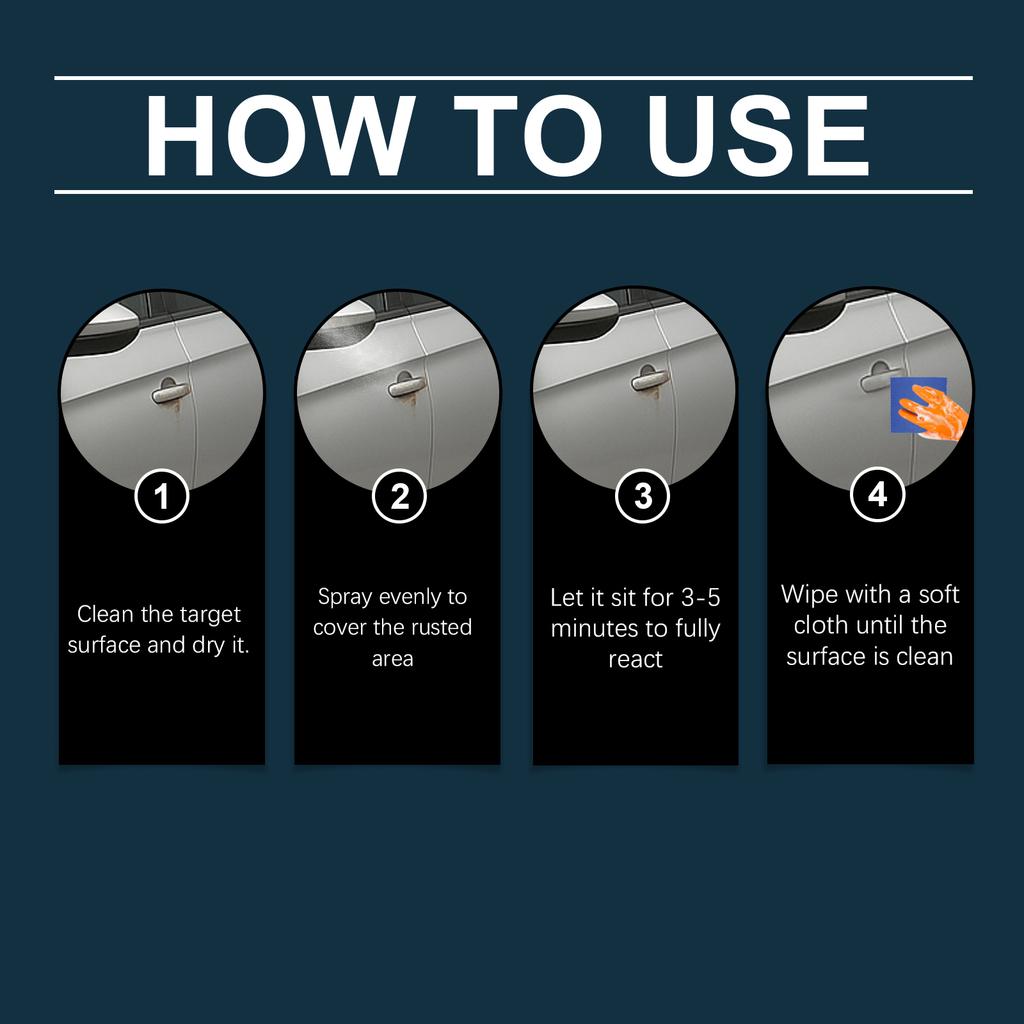 Rust Inhibitor Spray Iron Powder Remover Multipurpose Metal Polishing Refurbish Repairing Rust Stains Auto Tire Hub Care