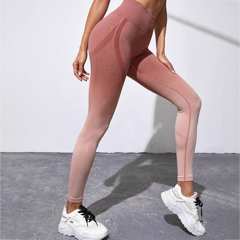 

Женские леггинсы для йоги с градиентным принтом тай-дай: Бесшовный, Быстросохнущий, Подтягивающий бедра, Формирующий, Защищающий от просвечивания. Large