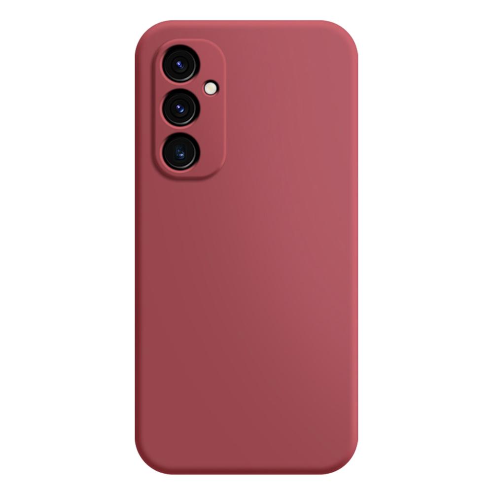 

For Samsung Galaxy A34 5G Rubberized TPU+Soft Fiber Lining Phone Case Straight Edge Anti-Scratch Cover Red