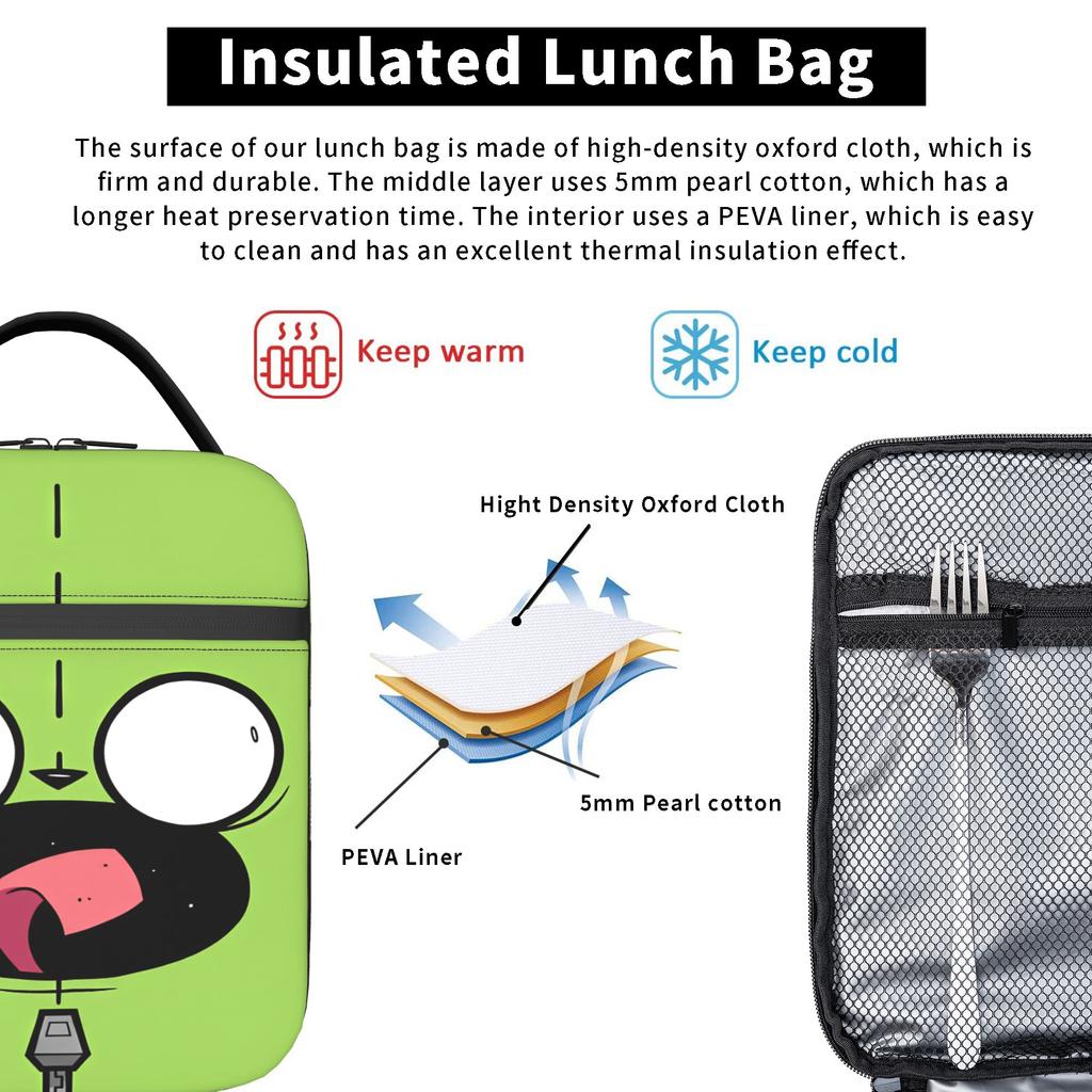 P-chan Ranma 1/2 Lunch Box Lightweight Zip Lunch Box Women Field Picnic Graphic Cooler Carrier Vintage Thermal Tote Handbags