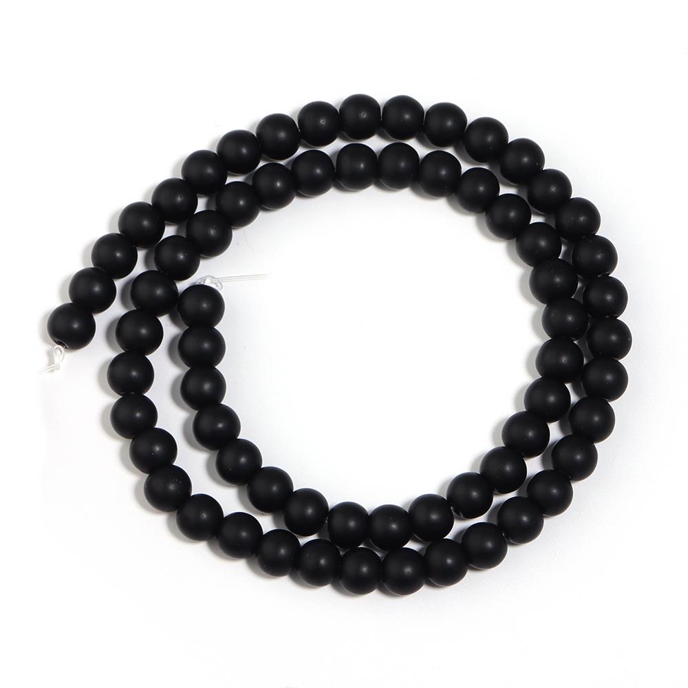 1 Strand 4/6/8/10/12mm Black Frosted Glass Stone Beads Round Loose Spaced Bead For DIY Handmade Bracelet Necklace Jewelry Making
