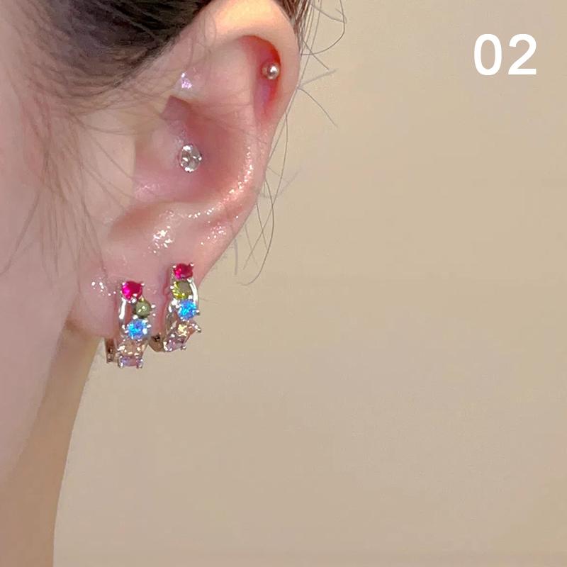 1Pair Korean  Vintage Colorful  Hoop Earrings For Women Aesthetic Jewelry Chic Wedding Party Accessories