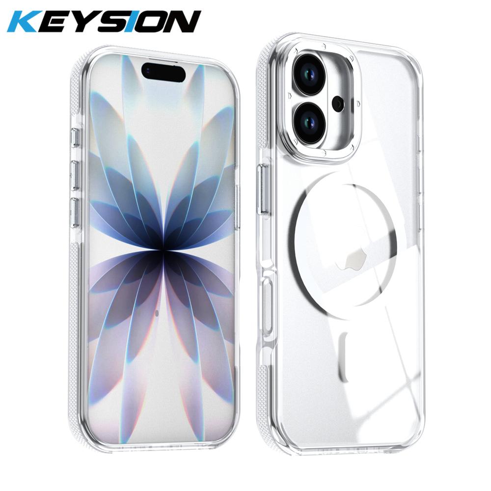 KEYSION HD Transparent Magnetic Case for MagSafe for iPhone 17 Pro Max Wireless Charging Shockproof Phone Cover for iPhone17 Air