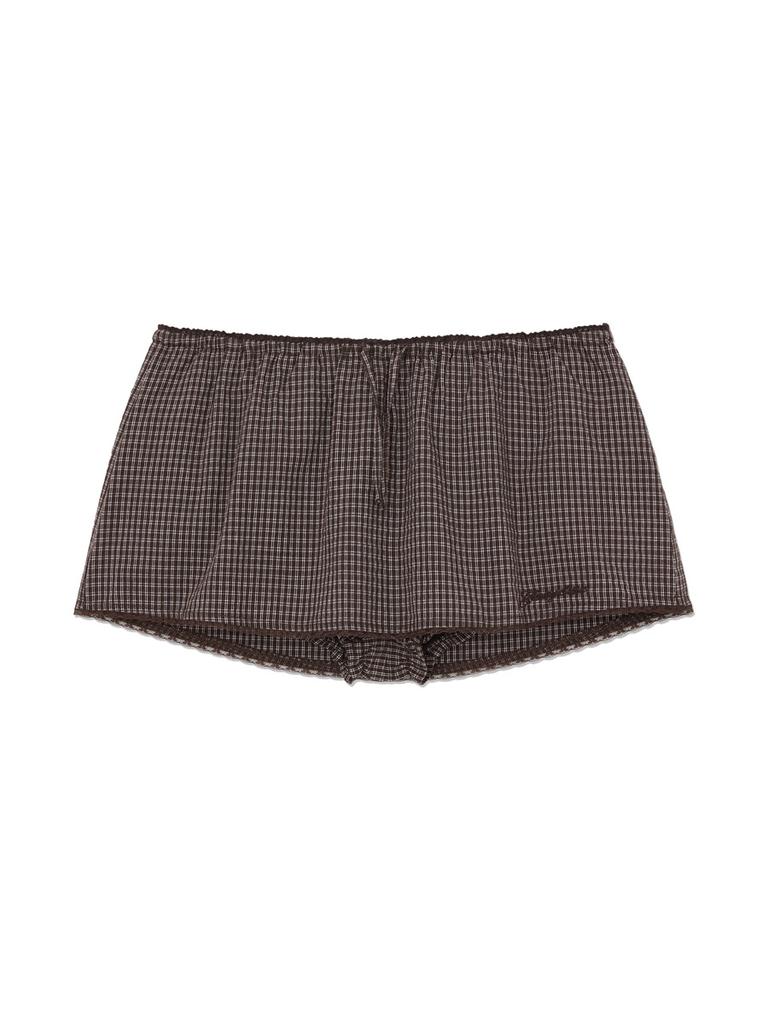 GLOWNY G Classic Lace-Up Mini Skirt (Brown)